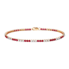18cm Alternating Created Ruby Tennis Bracelet with 0.25tw of Laboratory-Grown Diamonds in 9kt Yellow Gold Bracelets Bevilles 