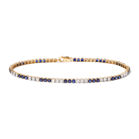 18cm Alternating Created Sapphire Tennis Bracelet with 0.25tw of Laboratory-Grown Diamonds in 9kt Yellow Gold Bracelets Bevilles 