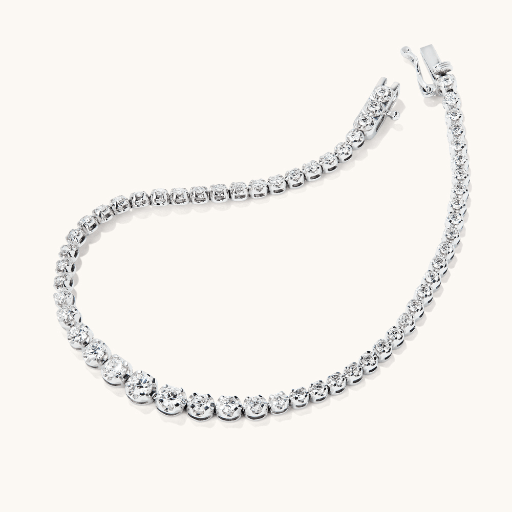 18cm Graduated Cup Set Tennis Bracelet with 1.88tw of Laboratory-Grown Diamonds in Sterling Silver and Platinum Bracelets Bevilles 