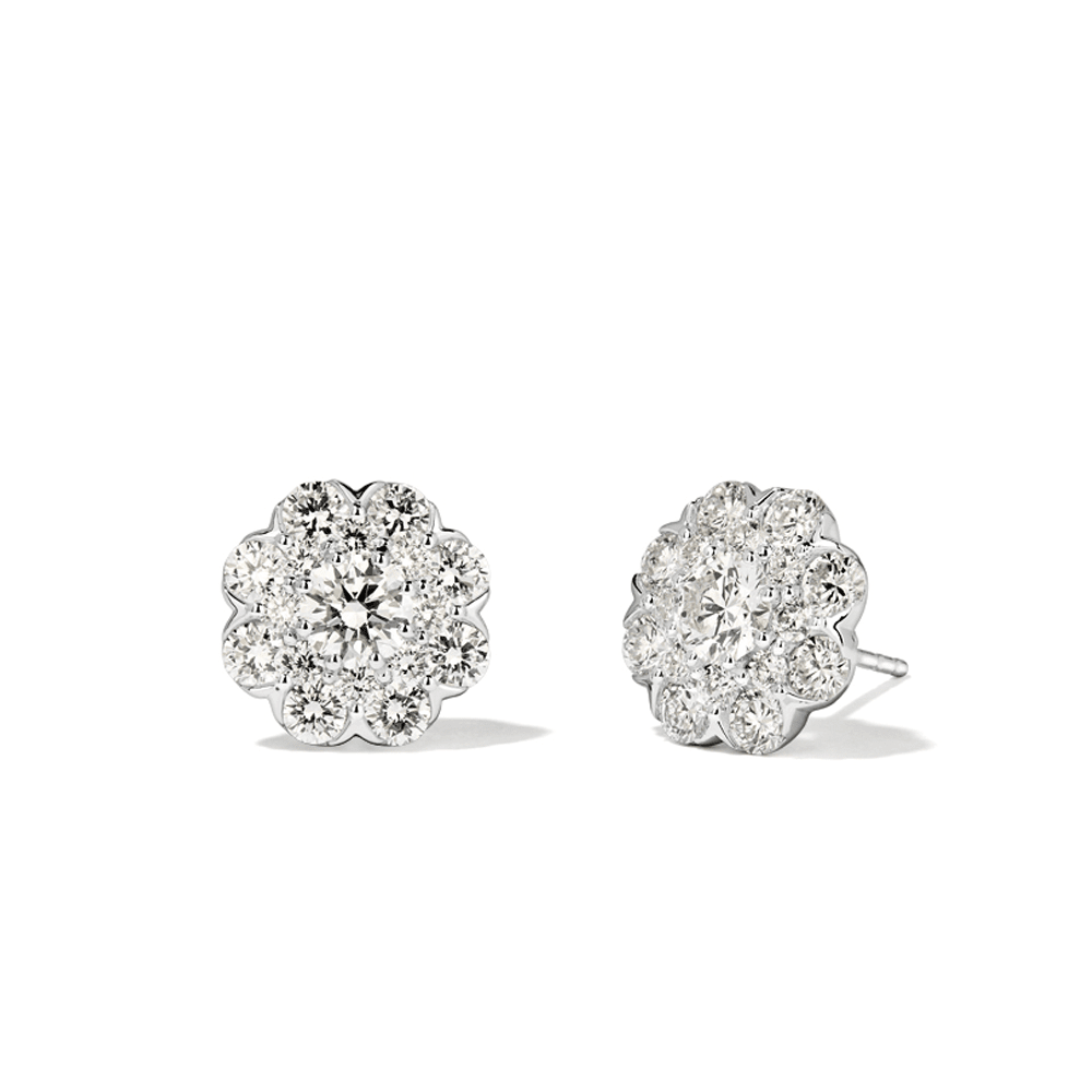 Halo Stud Earrings with 2.00tw of Laboratory-Grown Diamonds in Sterling Silver and Platinum Earrings Bevilles 