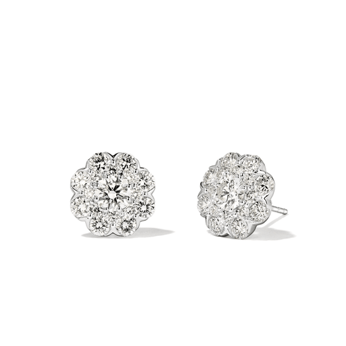 Halo Stud Earrings with 2.00tw of Laboratory-Grown Diamonds in Sterling Silver and Platinum Earrings Bevilles 