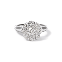 Halo Ring with 1.45tw of Laboratory-Grown Diamonds in Sterling Silver and Platinum Rings Bevilles 