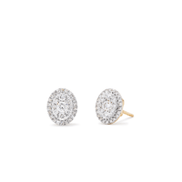Oval Shape Cluster Halo Stud Earrings with 0.75tw of Laboratory-Grown Diamonds in 9kt Yellow Gold Earrings Bevilles 