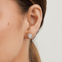 Oval Shape Cluster Halo Stud Earrings with 0.75tw of Laboratory-Grown Diamonds in 9kt Yellow Gold Earrings Bevilles 