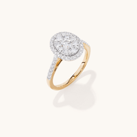 Oval Shape Cluster Halo Ring with 1.00tw of Laboratory-Grown Diamonds in 9kt Yellow Gold Rings Bevilles 
