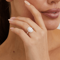 Oval Shape Cluster Halo Ring with 1.00tw of Laboratory-Grown Diamonds in 9kt Yellow Gold Rings Bevilles 