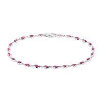 18cm Marquise Bezel Set Tennis Bracelet with Created Rubies in Sterling Silver and Platinum Bracelets Bevilles 