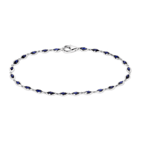 18cm Marquise Bezel Set Tennis Bracelet with Created Sapphire in Sterling Silver and Platinum Bracelets Bevilles 