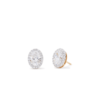 Oval Halo Stud Earrings with 2.25tw of Laboratory-Grown Diamonds in 9kt Yellow Gold Earrings Bevilles 
