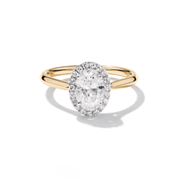 Oval Halo Ring with 1.10tw of Laboratory-Grown Diamonds in 9kt Yellow Gold Rings Bevilles 