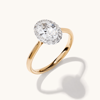 Oval Halo Ring with 1.10tw of Laboratory-Grown Diamonds in 9kt Yellow Gold Rings Bevilles 