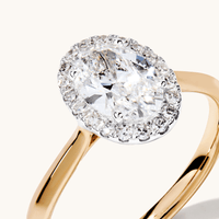 Oval Halo Ring with 1.10tw of Laboratory-Grown Diamonds in 9kt Yellow Gold Rings Bevilles 
