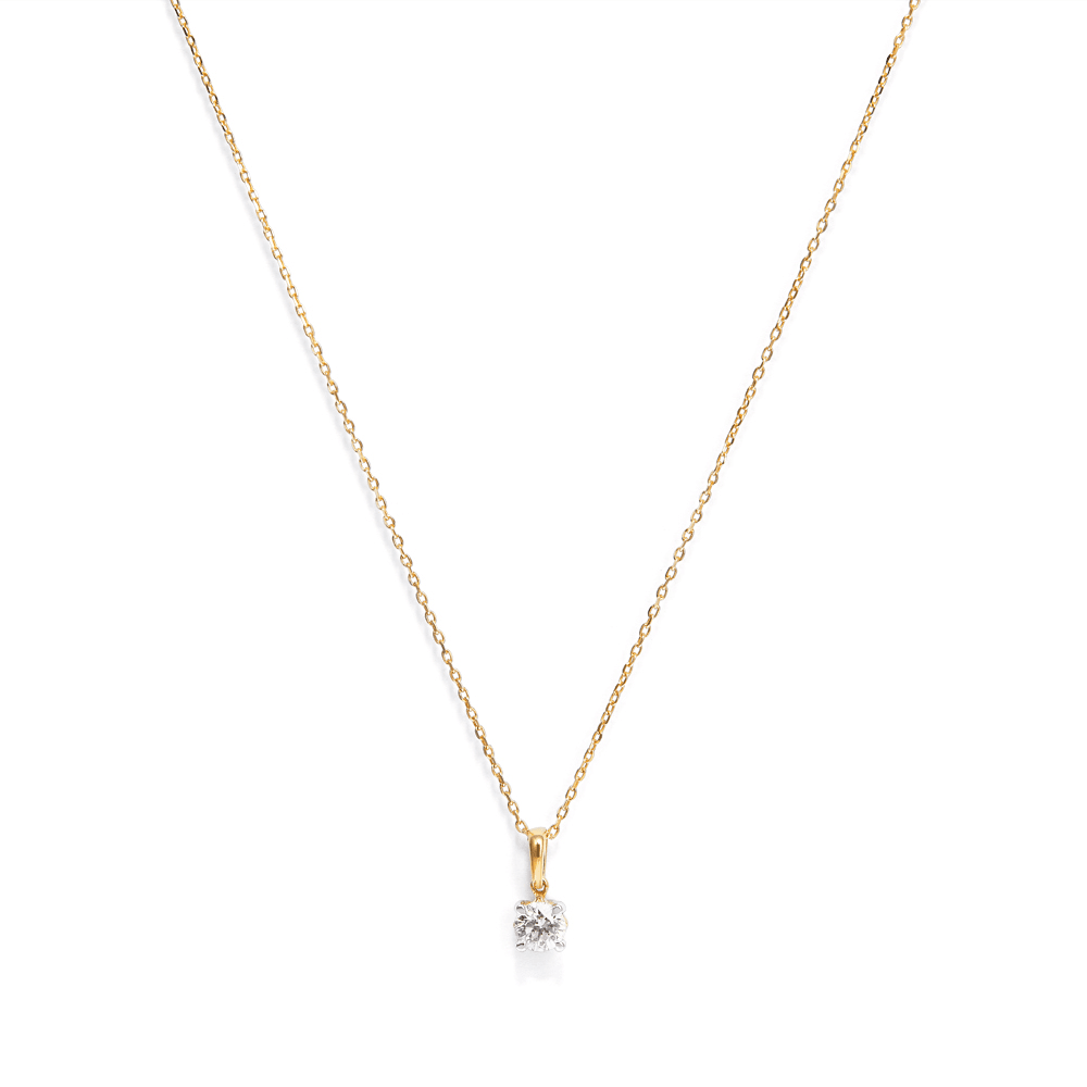 45cm Solitaire Bail Necklace with 0.15ct of Laboratory-Grown Diamonds in 9kt Yellow Gold Pendants Bevilles 