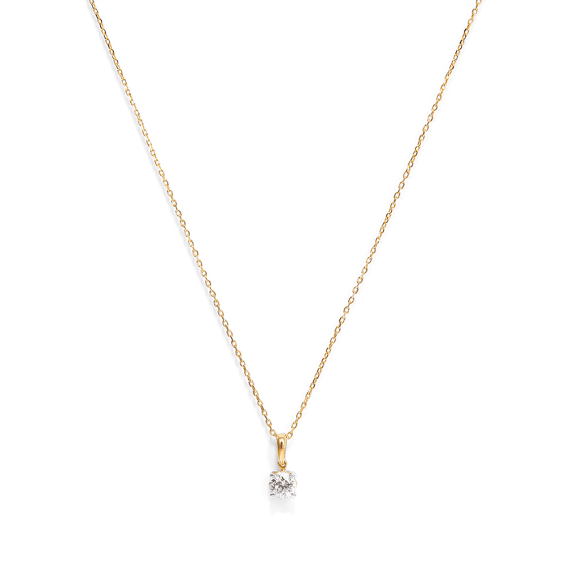45cm Solitaire Bail Necklace with 0.15ct of Laboratory-Grown Diamonds in 9kt Yellow Gold Pendants Bevilles 