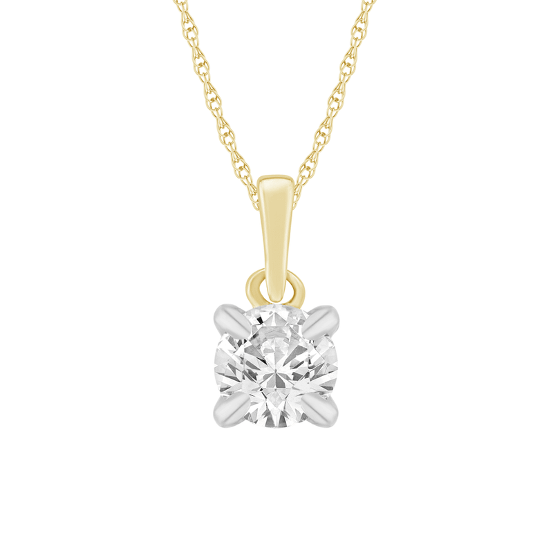 45cm Solitaire Bail Necklace with 0.25ct of Laboratory-Grown Diamonds in 9kt Yellow Gold Pendants Bevilles 