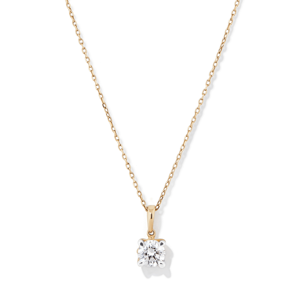45cm Solitaire Bail Necklace with 0.25ct of Laboratory-Grown Diamonds in 9kt Yellow Gold Pendants Bevilles 