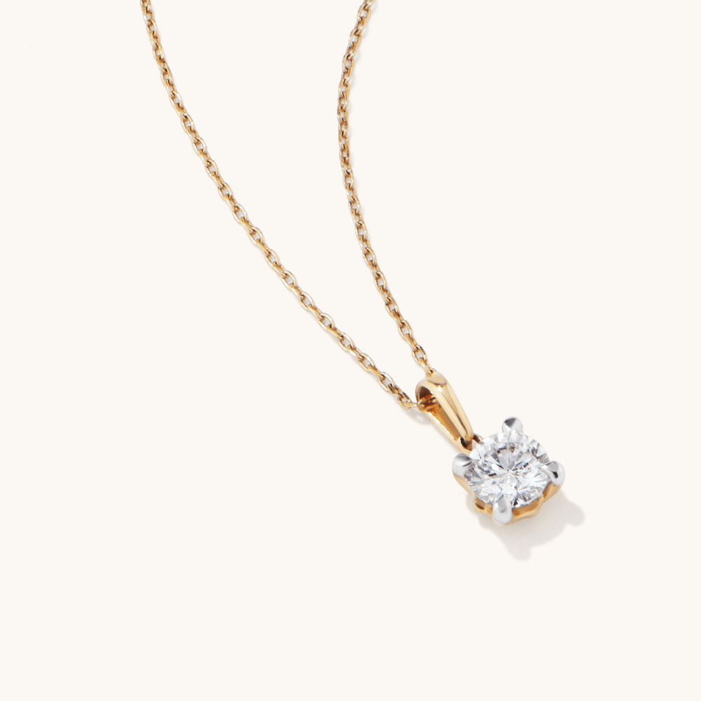 45cm Solitaire Bail Necklace with 0.25ct of Laboratory-Grown Diamonds in 9kt Yellow Gold Pendants Bevilles 