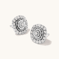 Miracle Halo Stud Earrings with 0.10tw of Diamonds in Rhodium Plated Sterling Silver Earrings Bevilles 