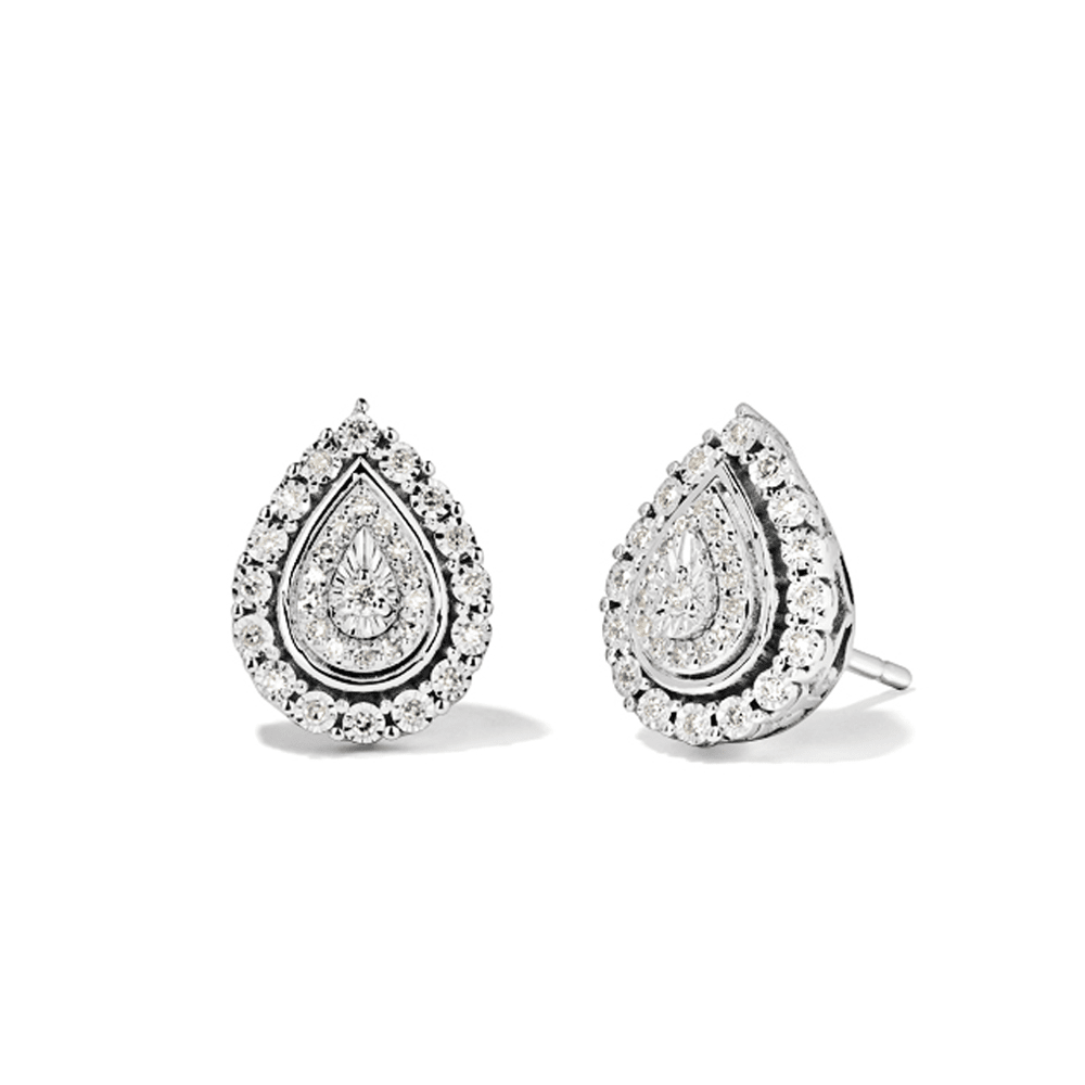 Miracle Set Pear Shaped Stud Earrings with 0.15tw of Diamonds in Sterling Silver Earrings Bevilles 