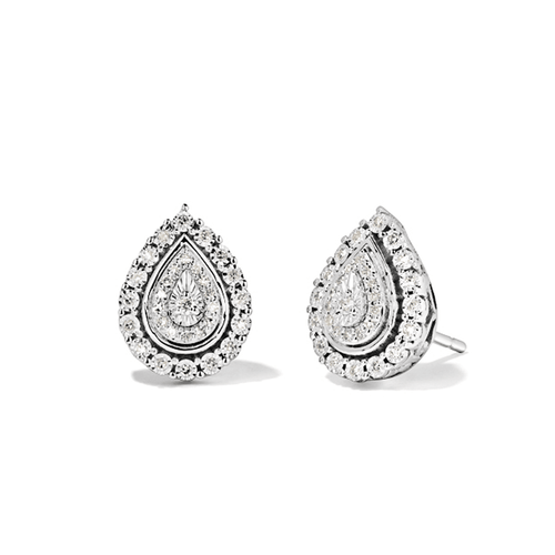 Miracle Set Pear Shaped Stud Earrings with 0.15tw of Diamonds in Sterling Silver Earrings Bevilles 