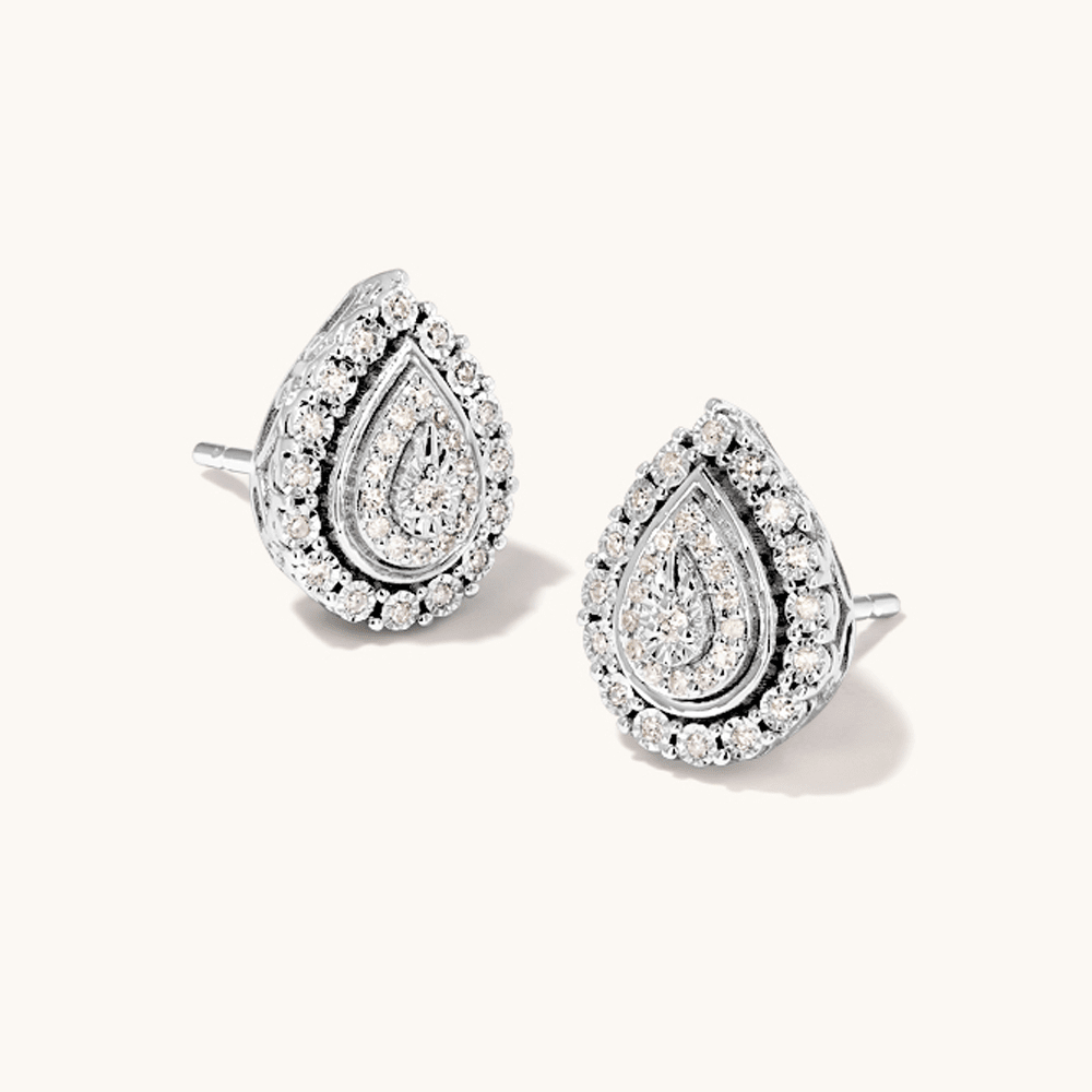 Miracle Set Pear Shaped Stud Earrings with 0.15tw of Diamonds in Sterling Silver Earrings Bevilles 