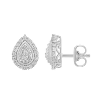 Miracle Set Pear Shaped Stud Earrings with 0.15tw of Diamonds in Sterling Silver Earrings Bevilles 
