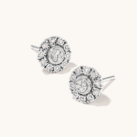 Miracle Set Halo Stud Earrings with 0.10tw of Diamonds in Sterling Silver Earrings Bevilles 