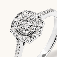 Round Shape Cluster Halo Ring with 0.15tw of Diamonds in Sterling Silver Rings Bevilles 