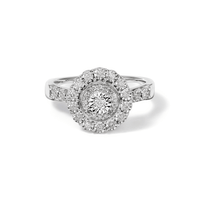 Round Shape Halo Ring with 0.15tw of Diamonds in Sterling Silver Rings Bevilles 
