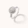 Round Shape Halo Ring with 0.15tw of Diamonds in Sterling Silver Rings Bevilles 