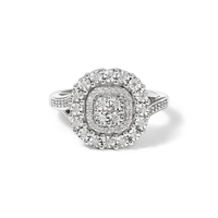 Round Brilliant Cut Miracle Set Cluster Ring with 0.15tw of Diamonds in Sterling Silver Rings Bevilles 