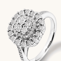 Round Brilliant Cut Miracle Set Cluster Ring with 0.15tw of Diamonds in Sterling Silver Rings Bevilles 