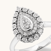 Pear Shaped Cluster Ring with 0.15tw of Diamonds in Sterling Silver Rings Bevilles 