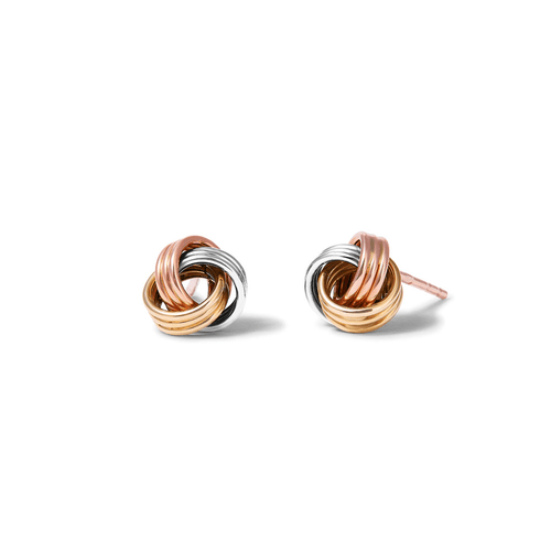 8mm Twist Knot Stud Earrings in 9kt Tri-Colour Gold Earrings Bevilles 