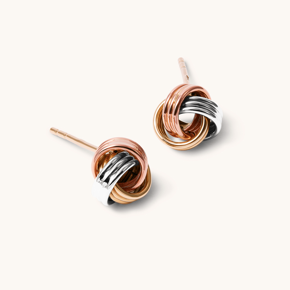 8mm Twist Knot Stud Earrings in 9kt Tri-Colour Gold Earrings Bevilles 