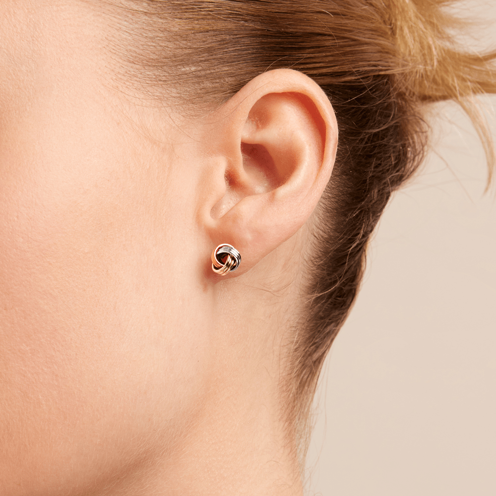 8mm Twist Knot Stud Earrings in 9kt Tri-Colour Gold Earrings Bevilles 