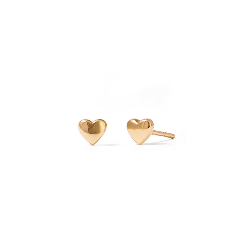 Heart Stud Earrings in 9kt Yellow Gold Earrings Bevilles 