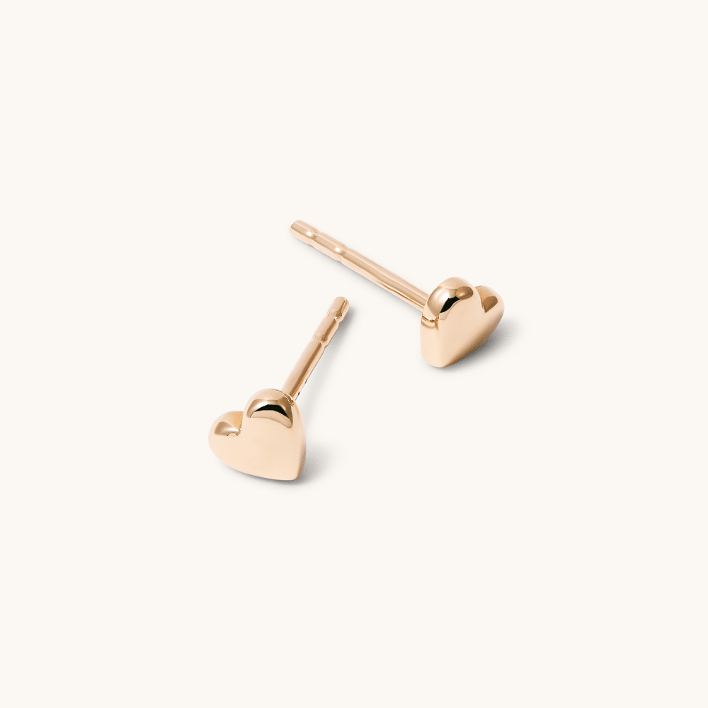 Heart Stud Earrings in 9kt Yellow Gold Earrings Bevilles 