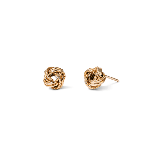 Twist Knot Stud Earrings in 9kt Yellow Gold Earrings Bevilles 