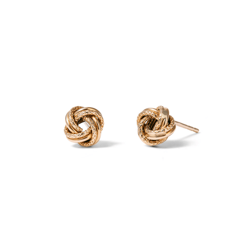 Twist Knot Stud Earrings in 9kt Yellow Gold Earrings Bevilles 