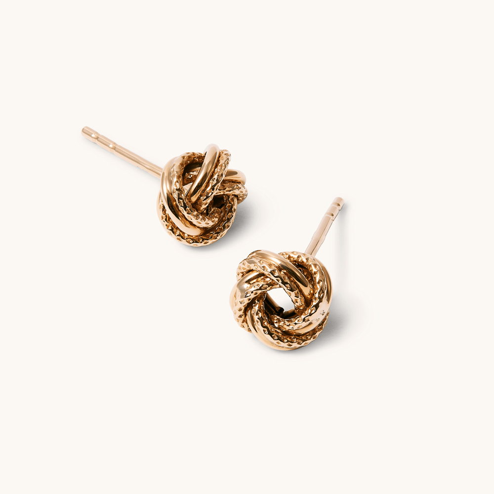 Twist Knot Stud Earrings in 9kt Yellow Gold Earrings Bevilles 
