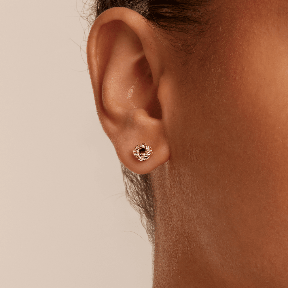 Twist Knot Stud Earrings in 9kt Yellow Gold Earrings Bevilles 