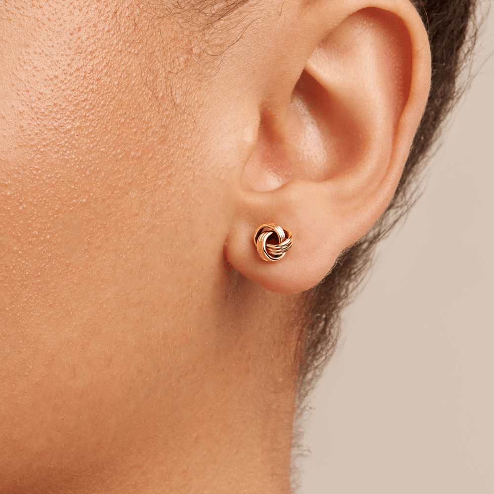 8mm Knot Stud Earrings in 9kt Yellow Gold Earrings Bevilles 