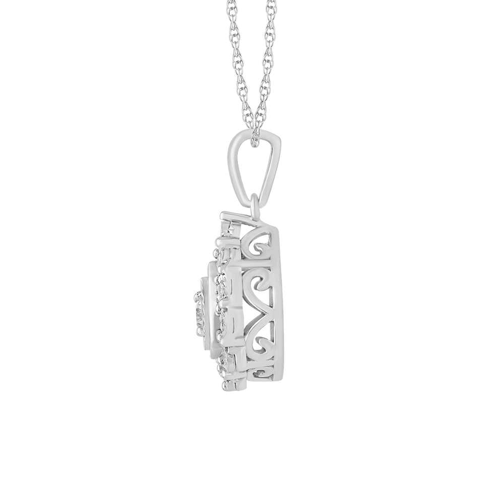 45cm Pear Shaped Pendant Necklace with 0.15tw of Diamonds in Sterling Silver Pendants Bevilles 