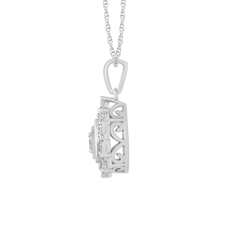 45cm Pear Shaped Pendant Necklace with 0.15tw of Diamonds in Sterling Silver Pendants Bevilles 