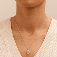 45cm Pear Shaped Pendant Necklace with 0.15tw of Diamonds in Sterling Silver Pendants Bevilles 