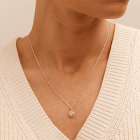 45cm Round Shape Halo Pendant with 0.05tw of Diamonds in Sterling Silver Pendants Bevilles 