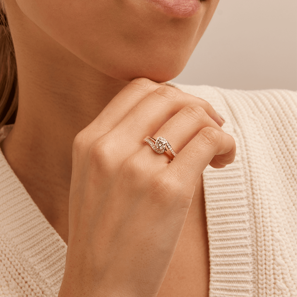 Solitaire Swirl Shoulder Ring with 0.70tw of Laboratory-Grown Diamonds in 9kt Yellow Gold Rings Bevilles 