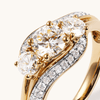 Three Stone Swirl Shoulder Ring with 1.00tw of Laboratory-Grown Diamonds in 9kt Yellow Gold Rings Bevilles 