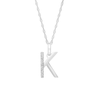 45cm K Initial Pendant Necklace with 0.05tw of Laboratory-Grown Diamonds in Sterling Silver and Platinum Pendants Bevilles 